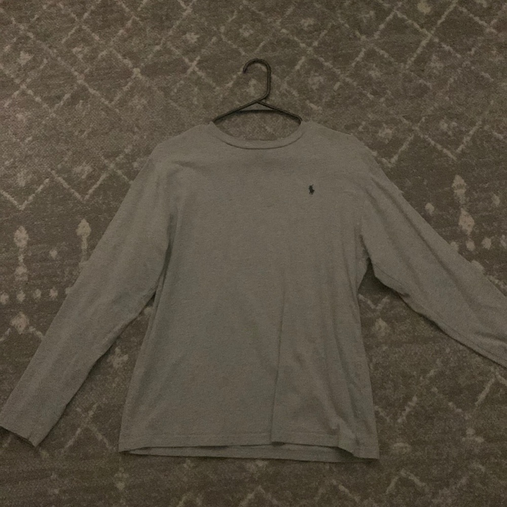 Boys size XL Ralph Lauren grey long sleeve dress up shirt no collar.